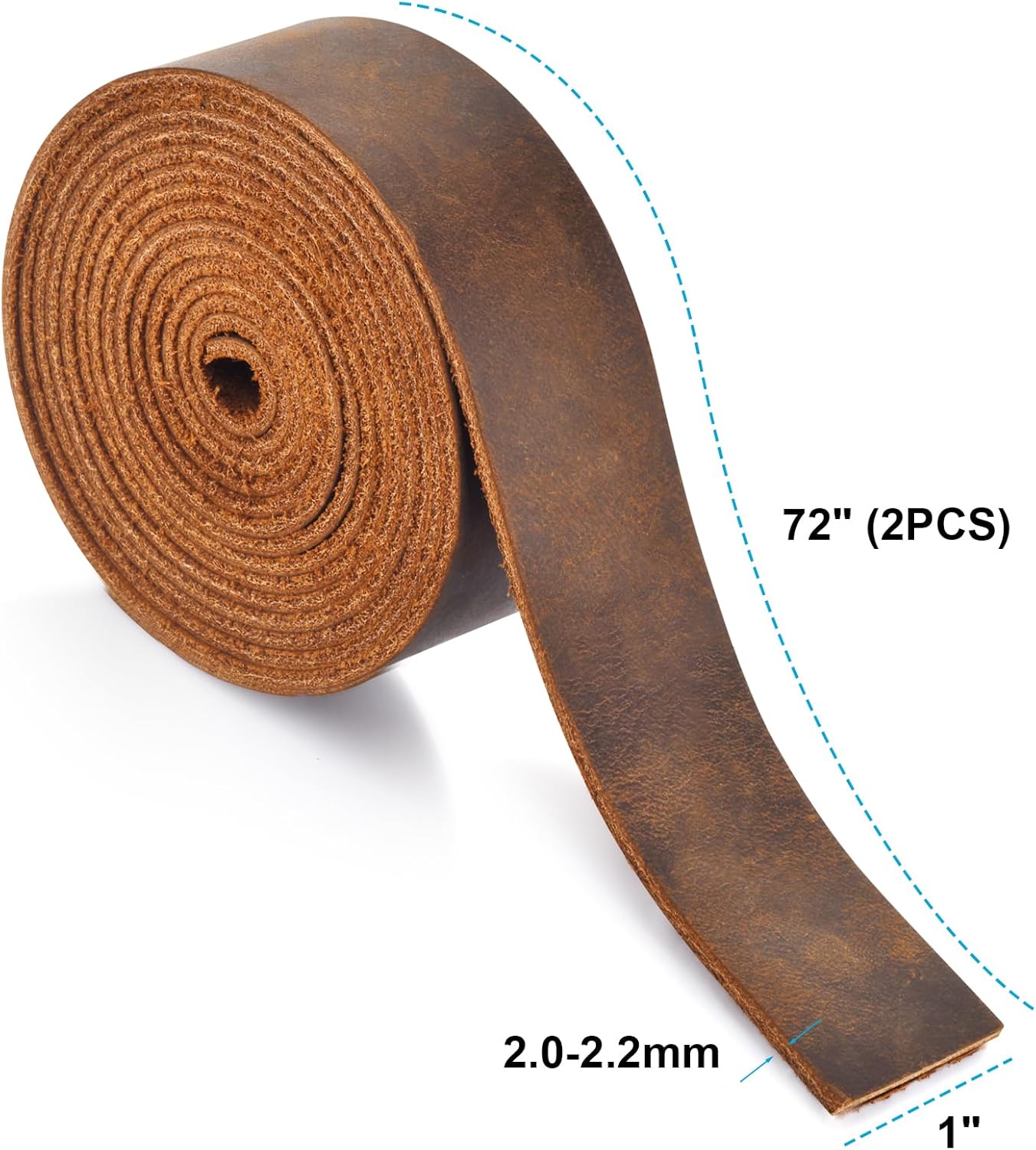 LAPOLAR Leather Strap 1 Inches Wide Flat Leather Strips, Genuine Full Grain Cowhide Oil Tan Leather Strip for DIY Craft Projects, Tooling, Belt, Garden Tools (2.2mm Thick_72 Inches Lengths_DK Brown)