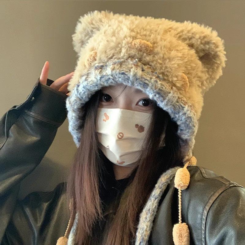 Korean Style Warm Bear Plush Hat