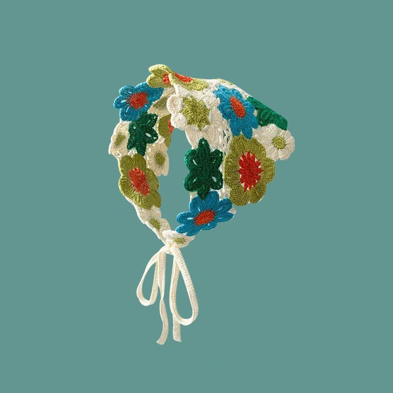French Flower Triangle Headscarf High-End Teaddress