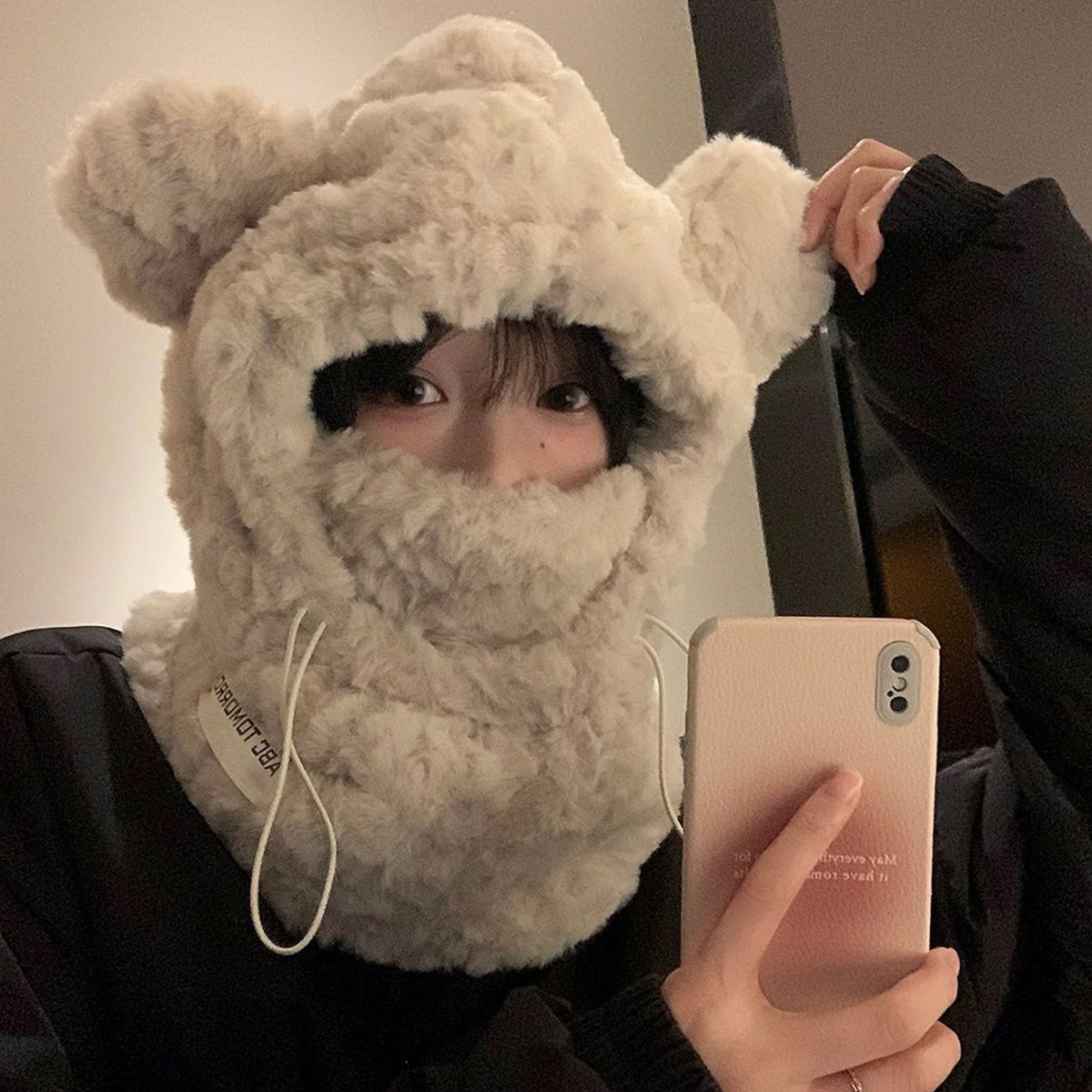 Winter Thick Plush Bear Hat and Mask