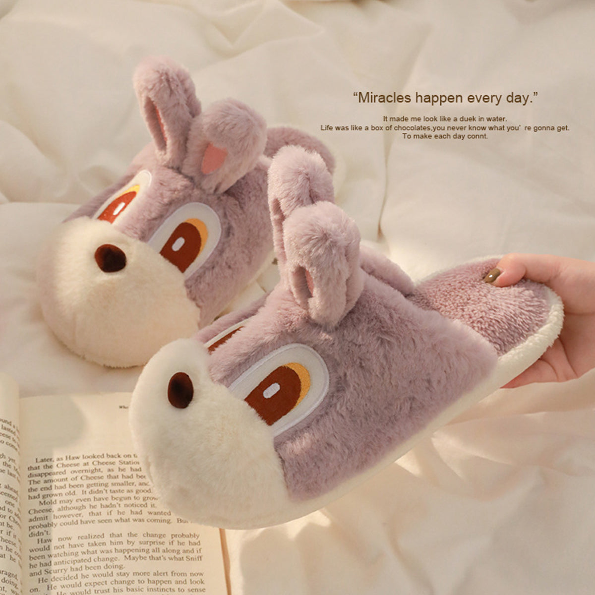 Cute Rabbit Cotton Slippers Indoor Home Warm Cartoon Slippers