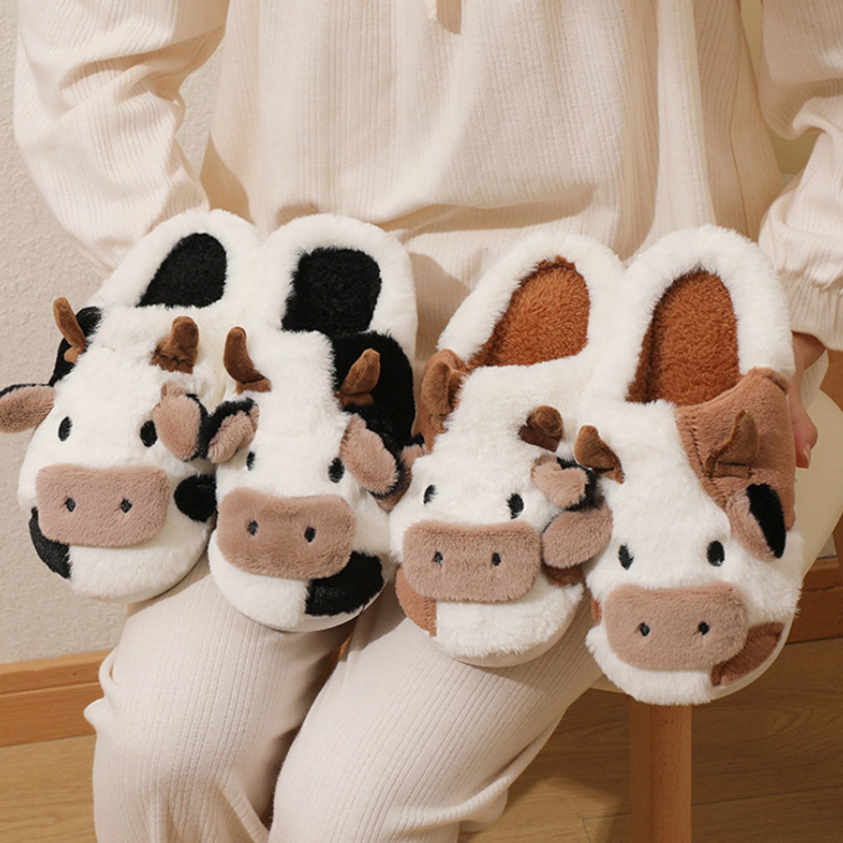 Cow-Shaped Cotton Slippers Non-Slip Slippers