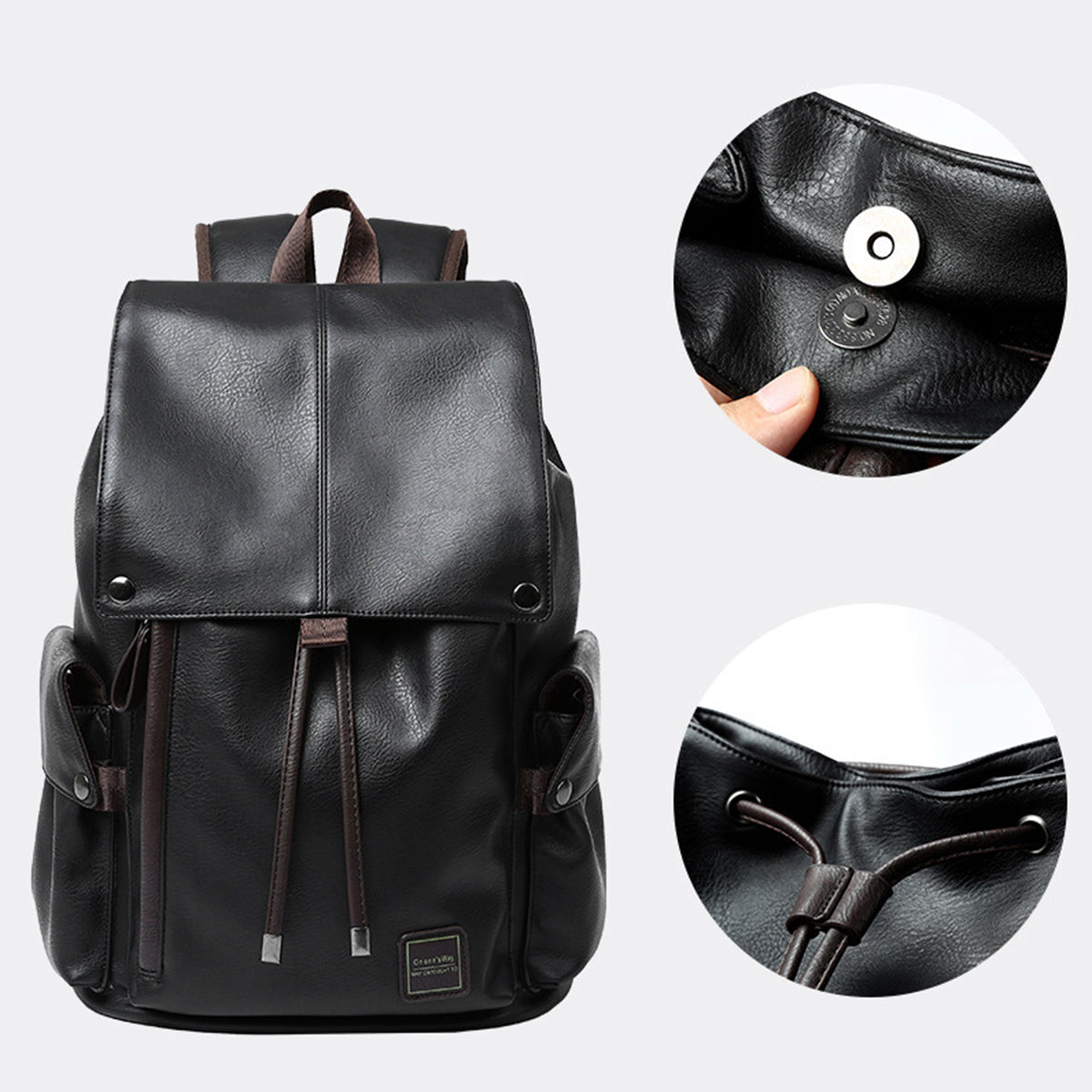 Men Leather Travel Backpack