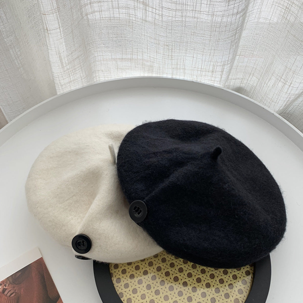 Korean Button Wool Beret