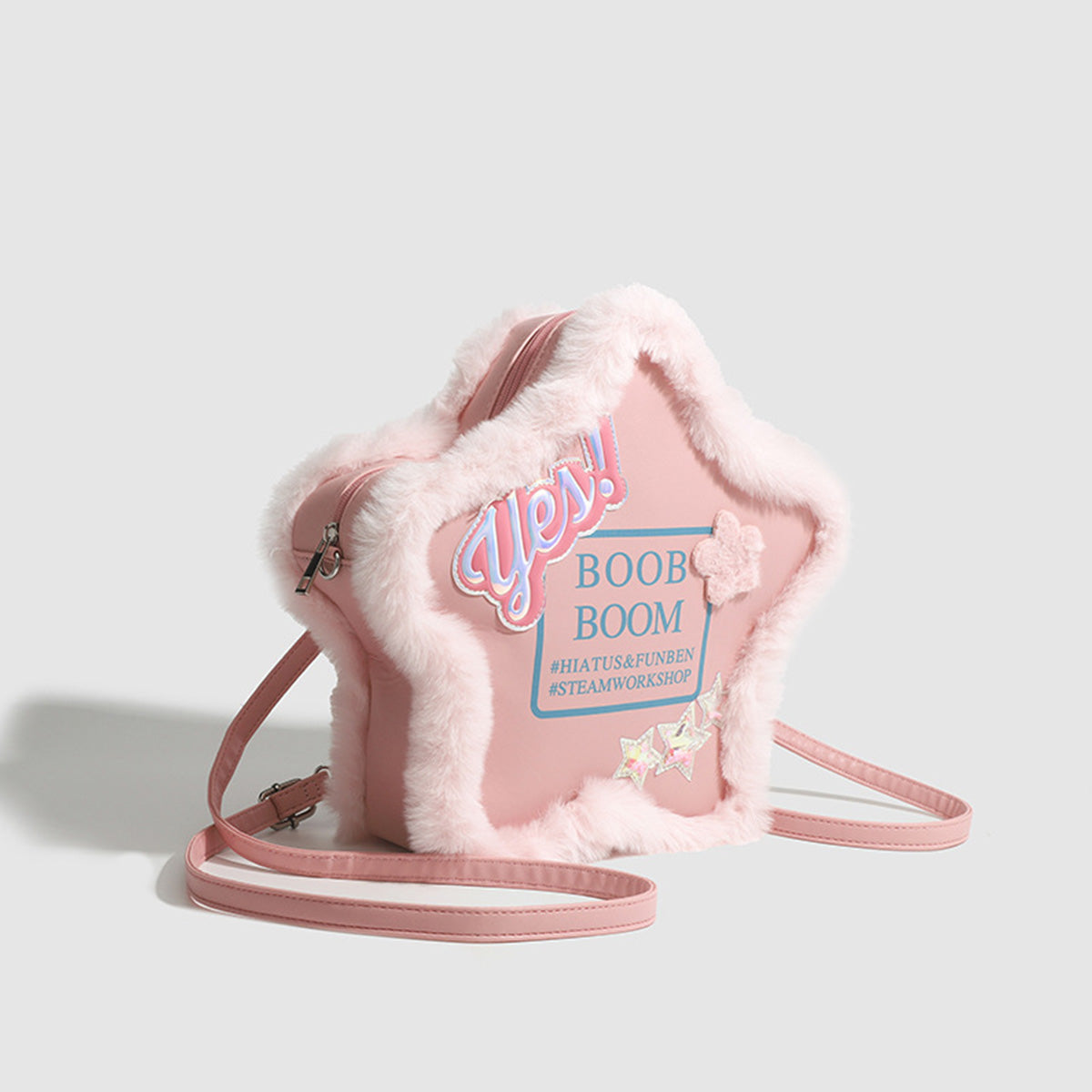 Five-pointed Star Backpack Simple Letter Pink Crossbody Bag