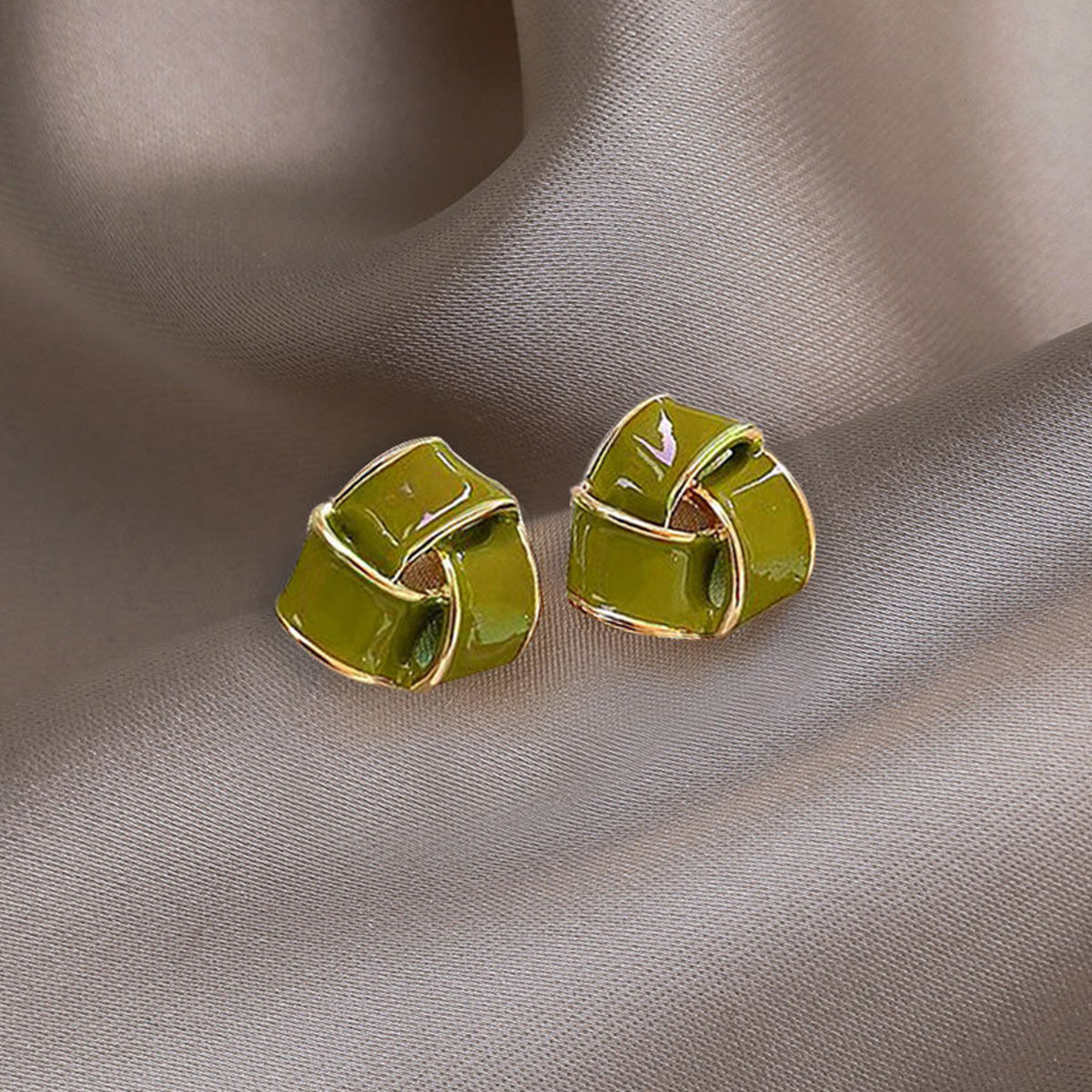 Green Geometric Trendy Earrings for Women