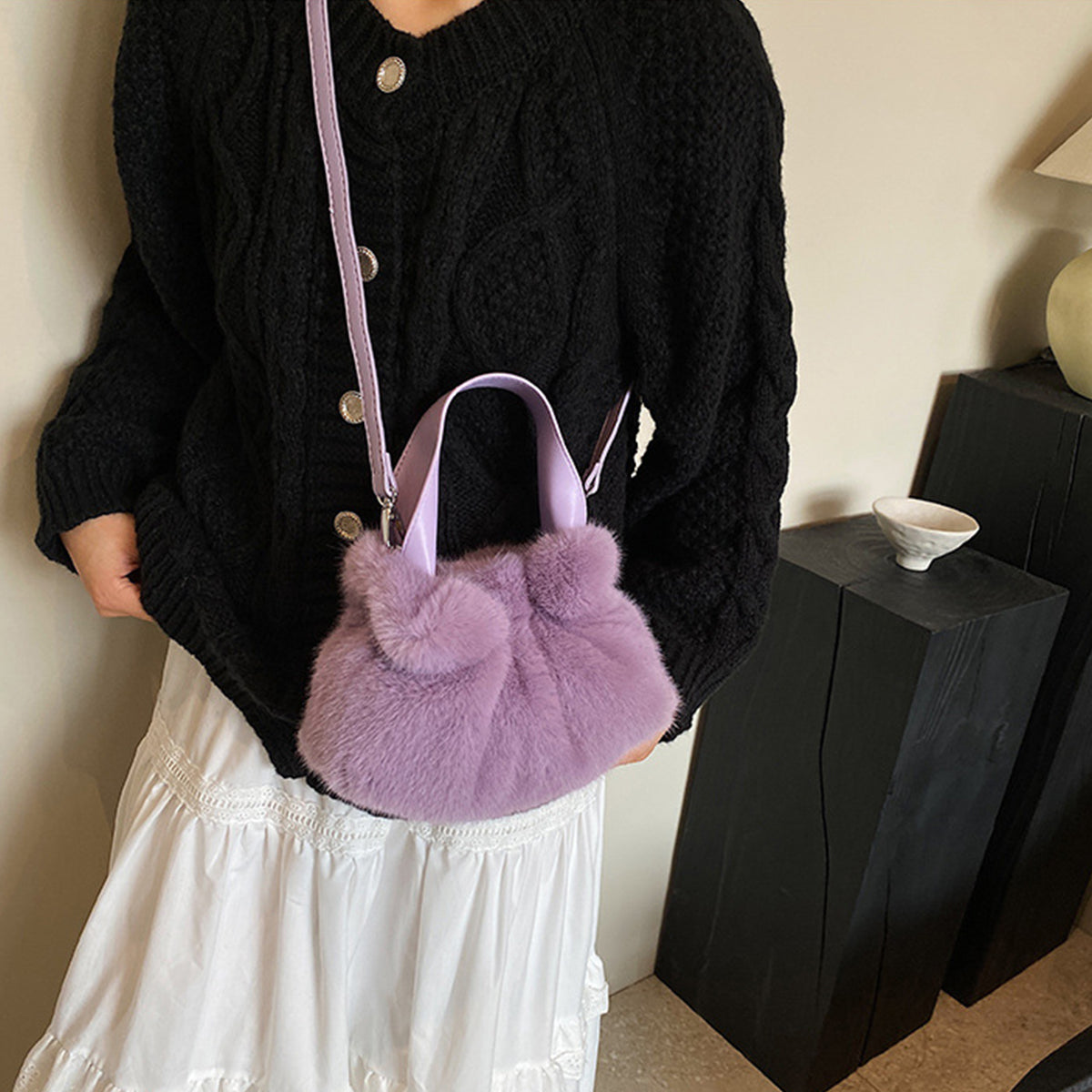 Pleated Plush Bag Handbag Crossbody Bag