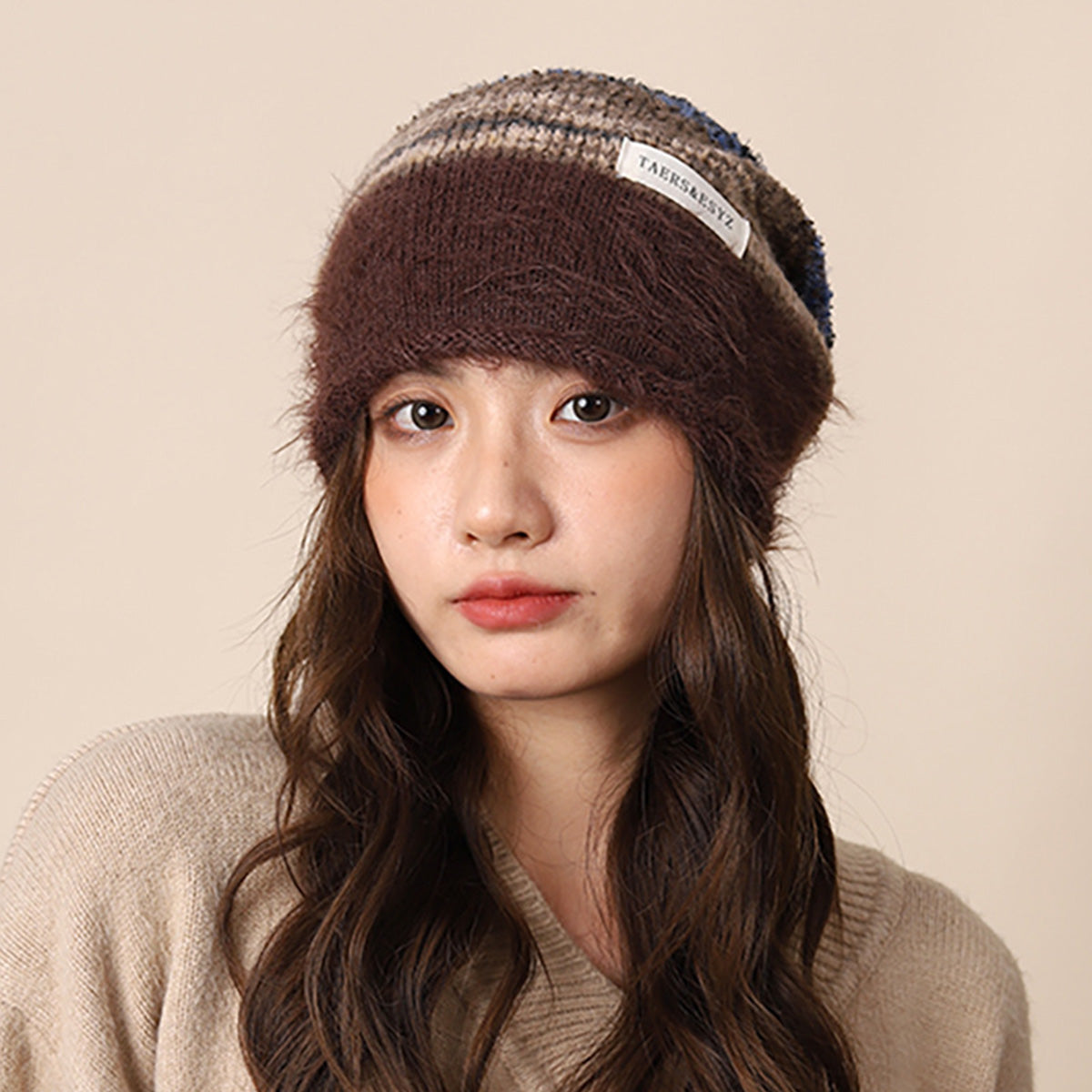 Gradient Plush Knitted Hat for Women