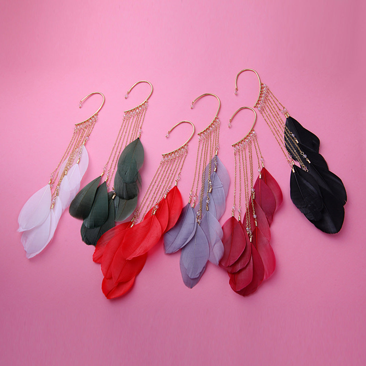 Feather Earrings Long Bohemian Tassel Earrings