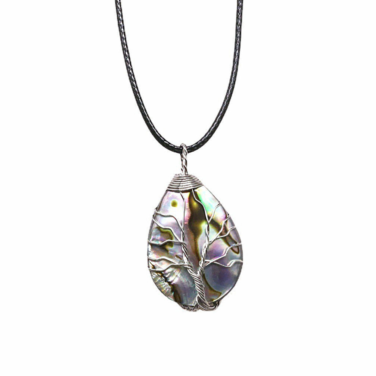 Shell Flower Necklace Tree of Life Braided Pendant