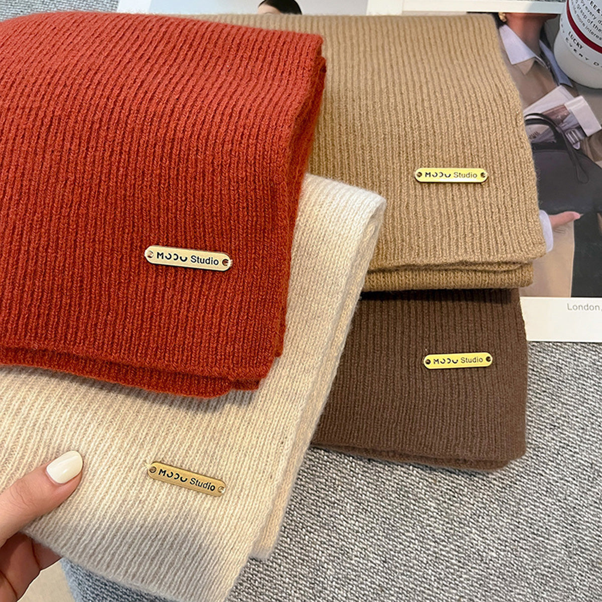 New Knitted Solid Color Small Scarf Thickened Scarf