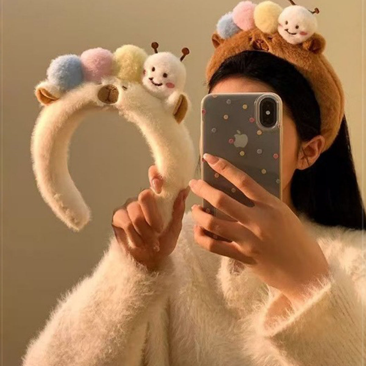 Caterpillar Wide-Brimmed Face-Washing Headband