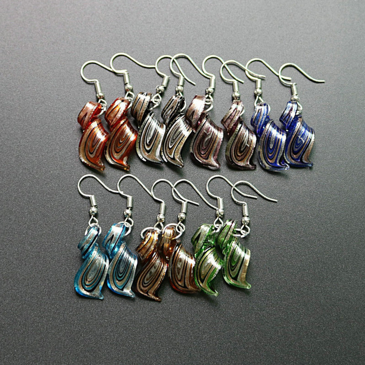 Chinese Style Handmade Spiral Knife Multi-Color Earrings Necklace Set