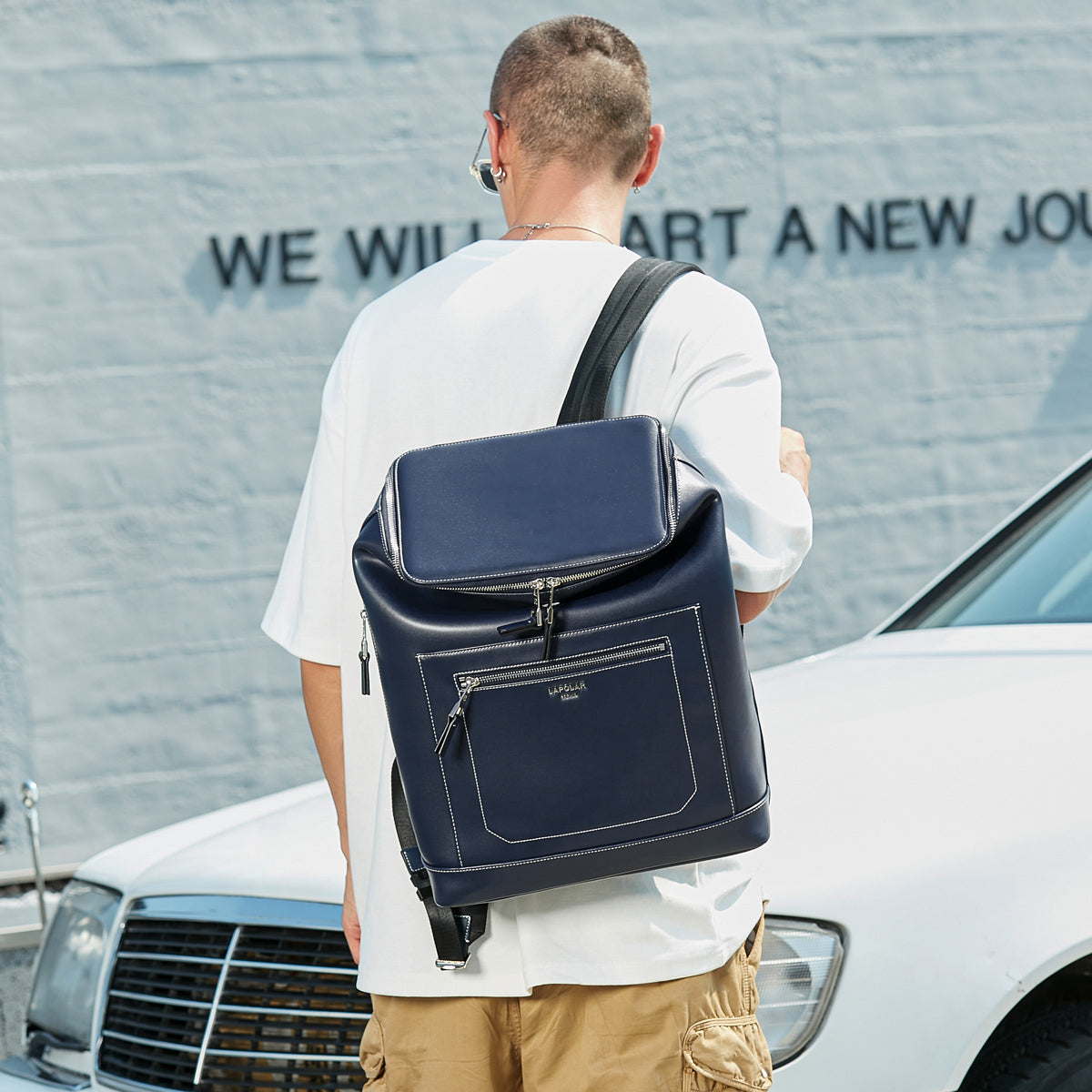 LAPOLAR Travel Backpack, Business Travel Laptop Backpack for Men, 15.6 inch Computer Bag Flap Backpack