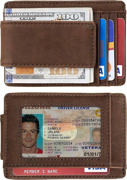 LAPOLAR Slim Minimalist Wallet for Men with Magnetic Money Clip Leather Wallet, Credit Card Holder RFID Blocking Front Pocket Holds Cash and Cards