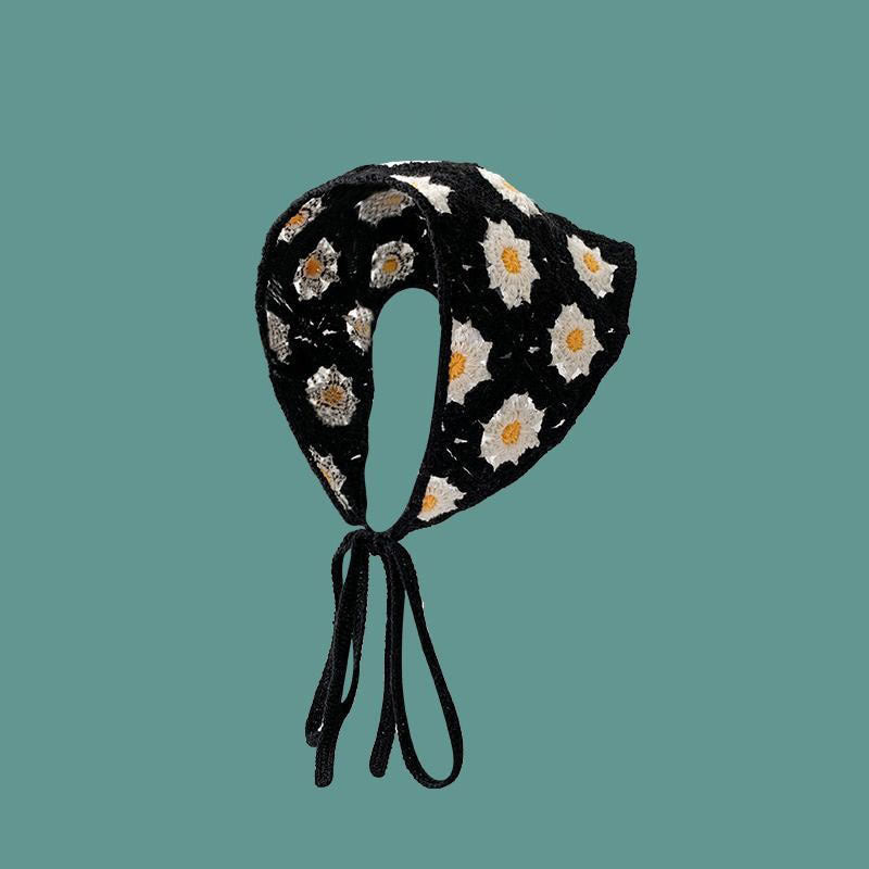 French Flower Triangle Headscarf High-End Teaddress