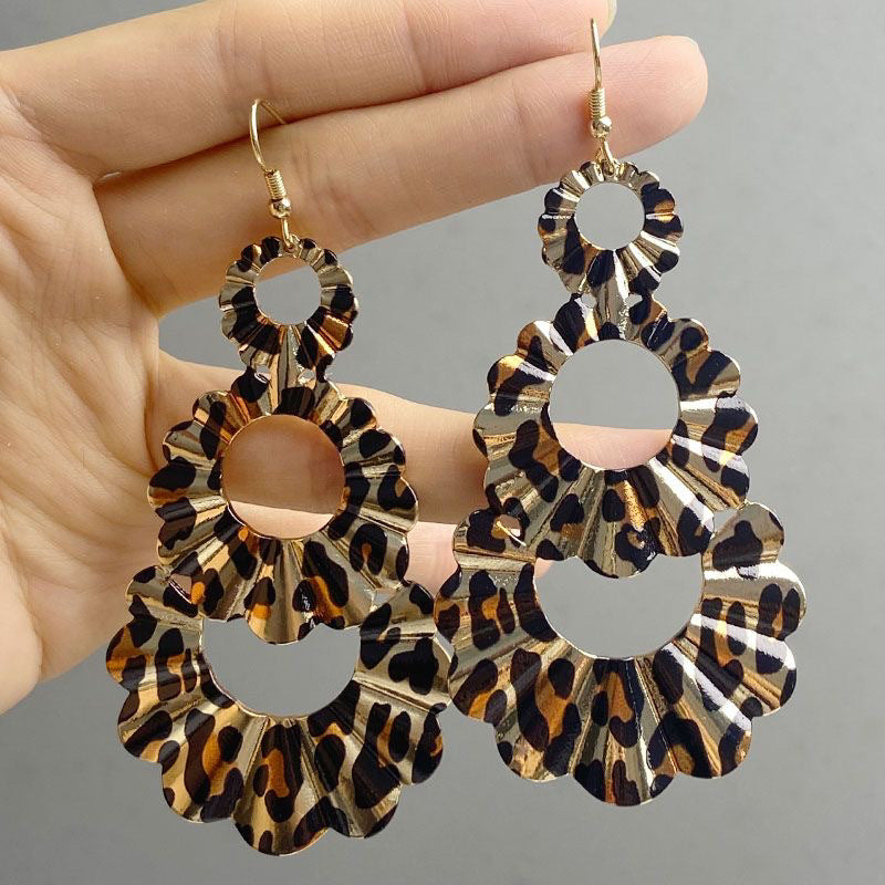 Fashion Leopard Print Round Water Drop Earrings