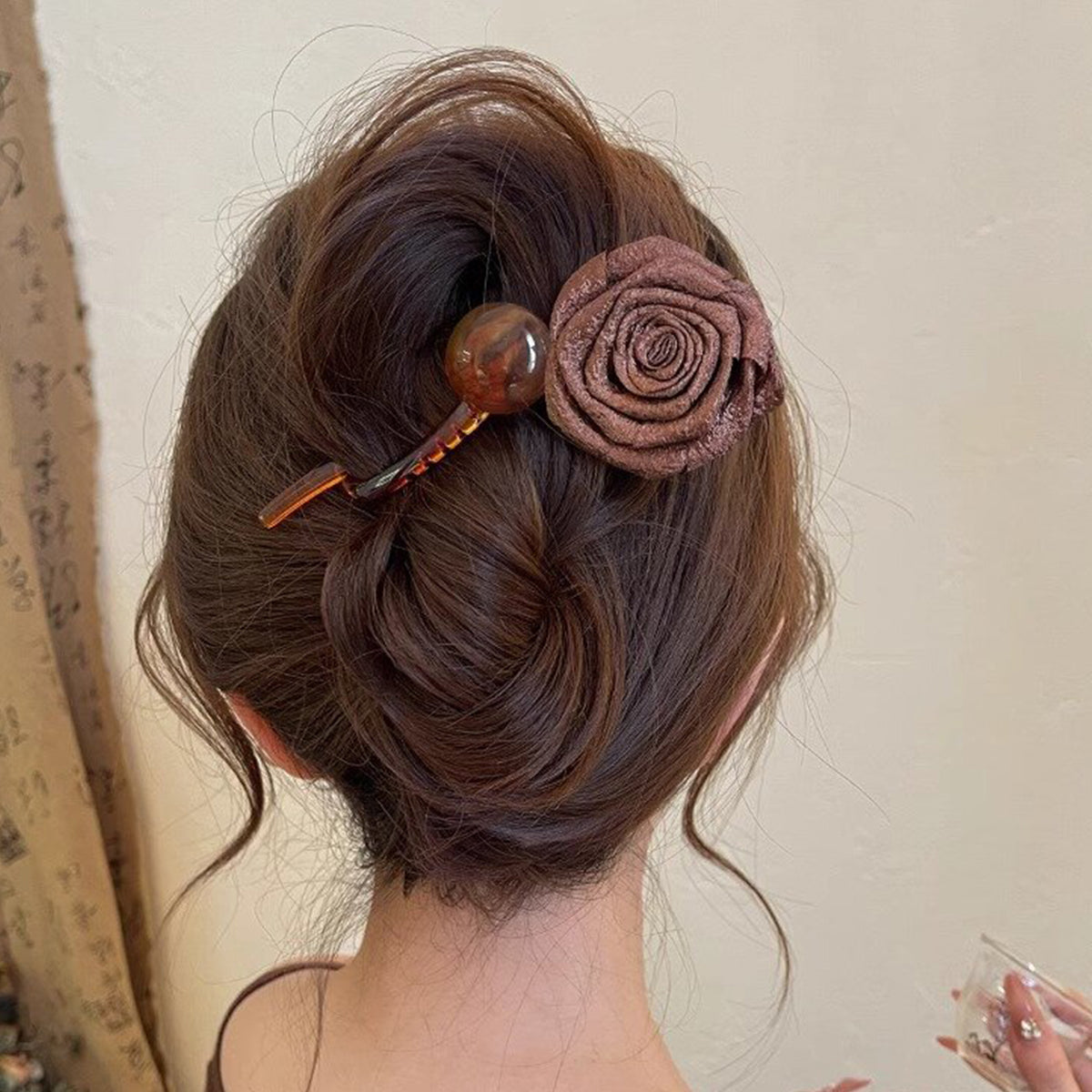 Dried Rose Round Bead Hairpin Hair Accessories
