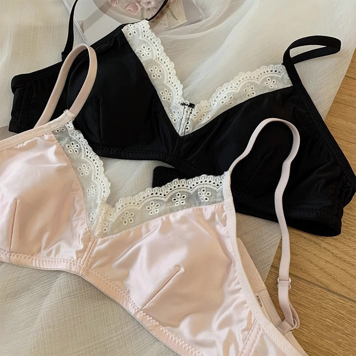 Triangle Cup Lace Edge Rabbit Ear Cup Underwear