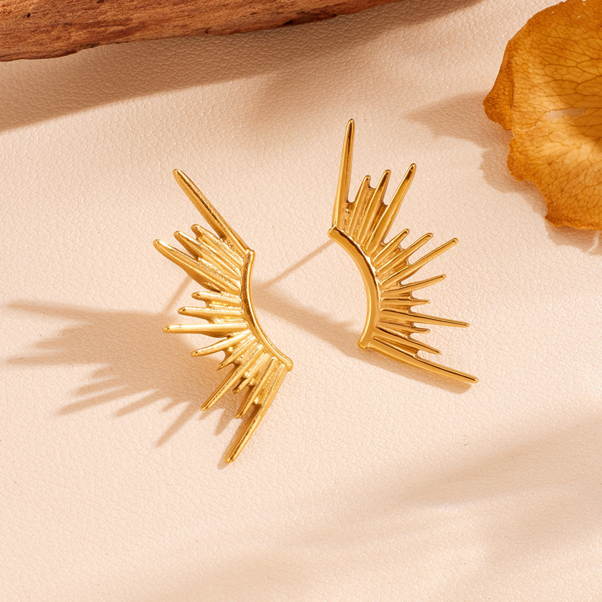 Stainless Steel Sunflower Necklace Earrings Set