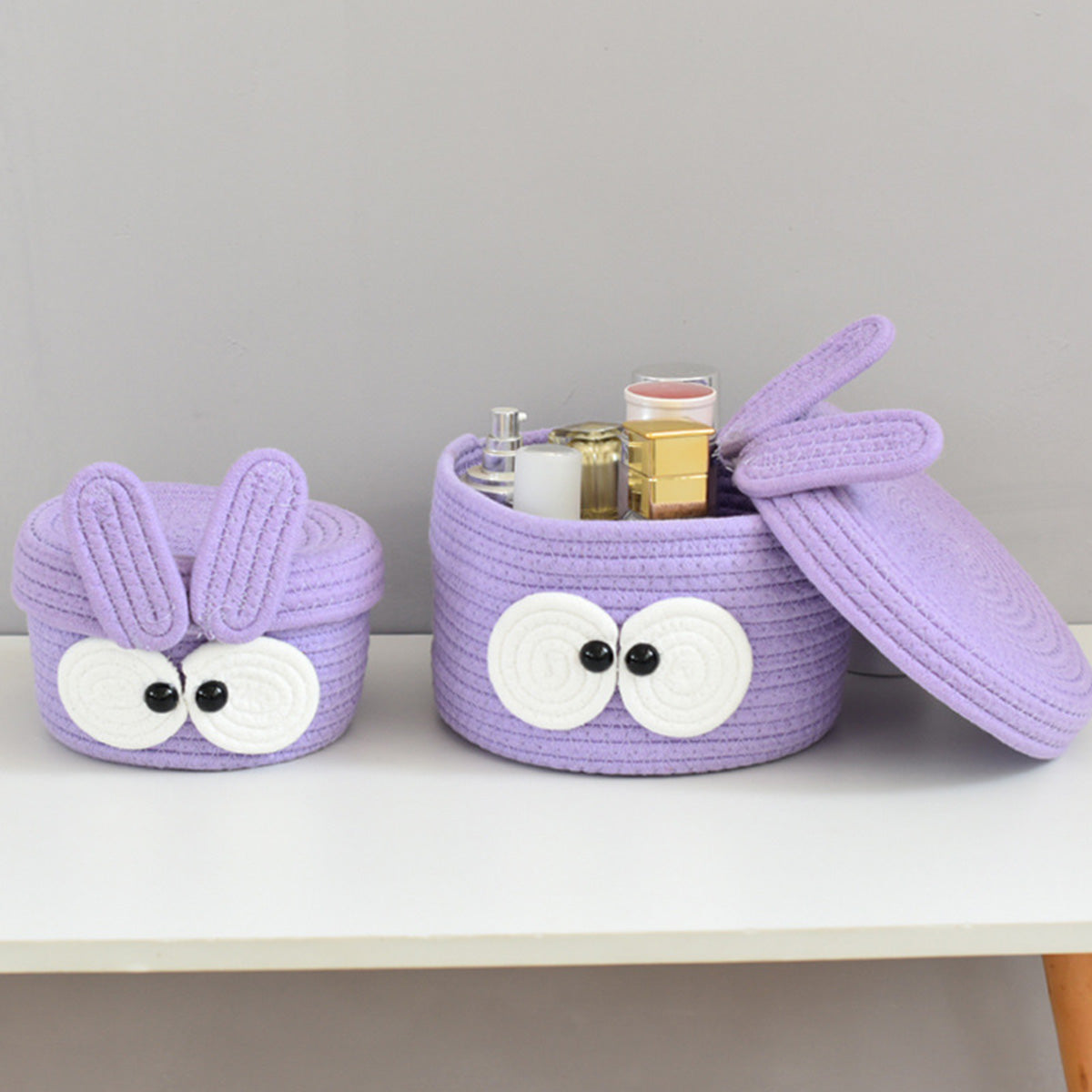 Purple Big Eye Cotton Rope Woven Storage Basket