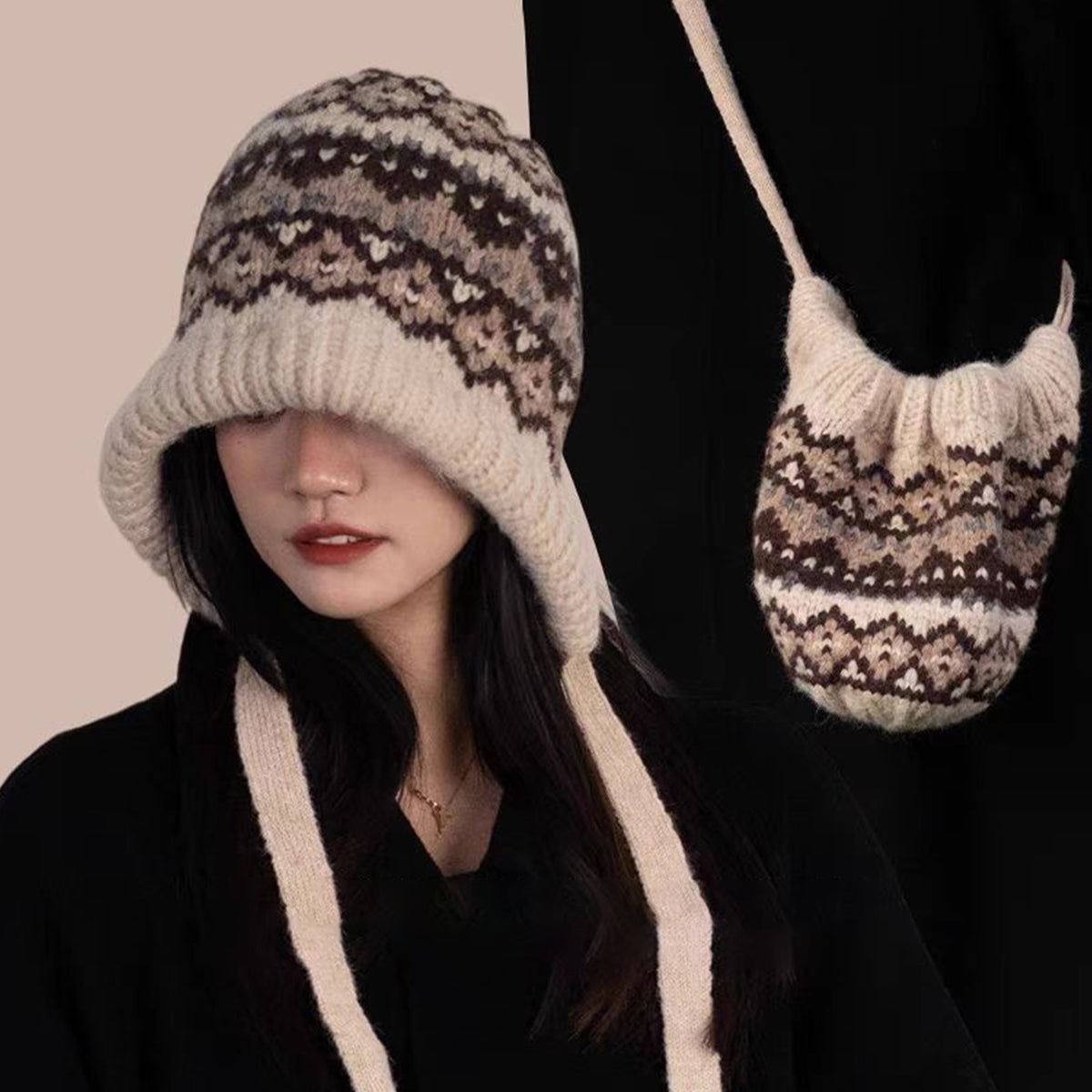 Women's Knitted Hat New Strap Windproof Hat
