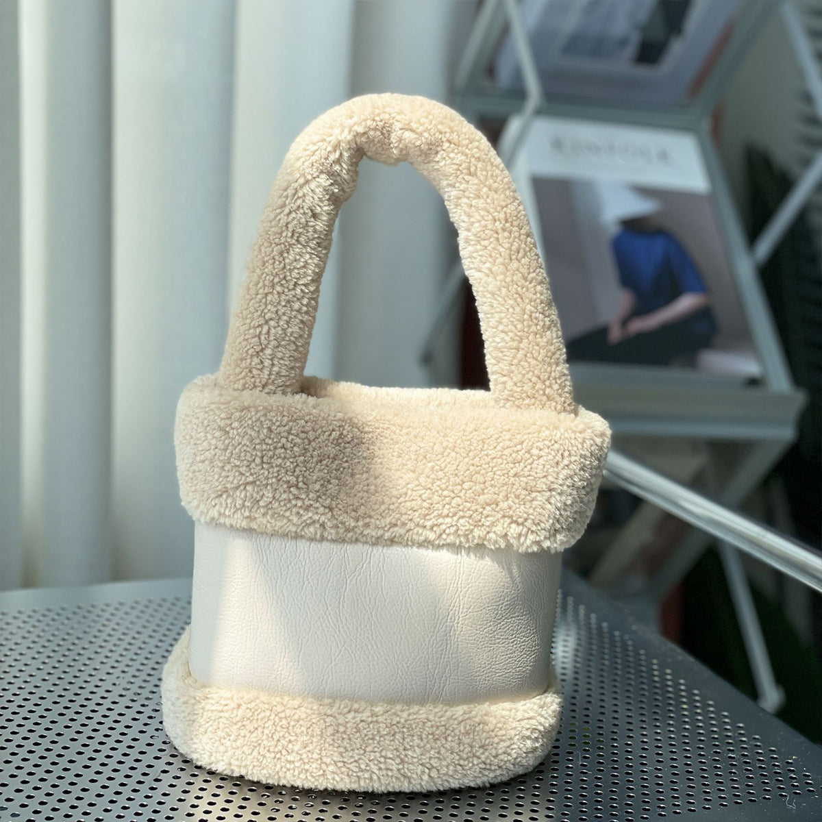 Furry Women Bag Leather Fur Fashionable Plush Bag Handbag
