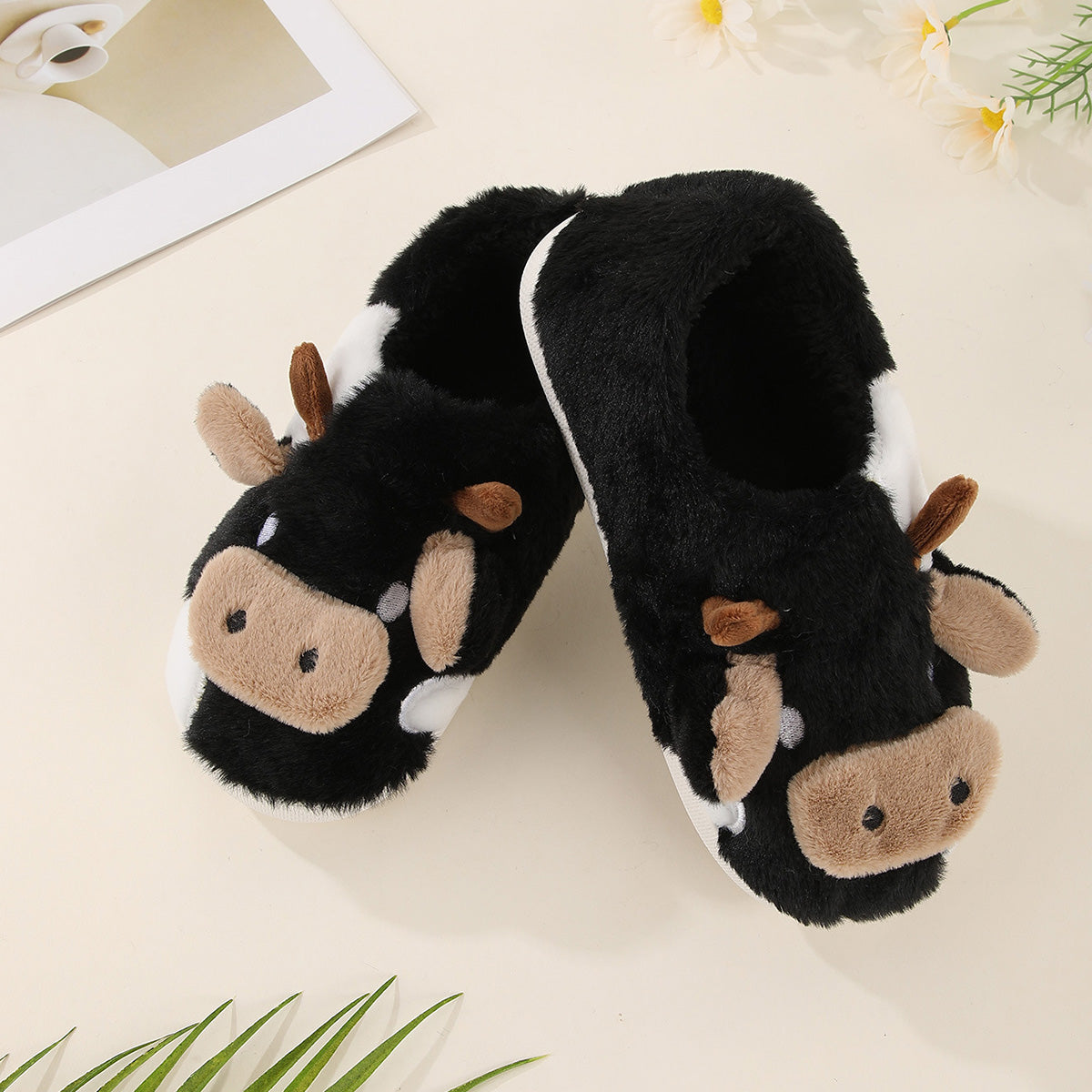 Cow-Shaped Cotton Slippers Non-Slip Slippers