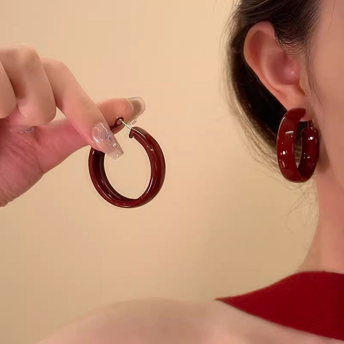 Light Luxury Niche Design Red Earrings