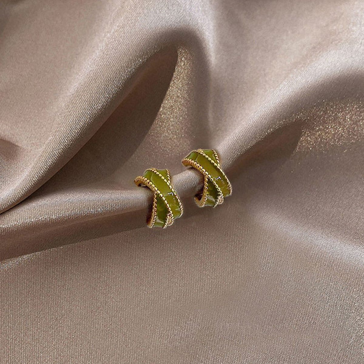 Green Geometric Trendy Earrings for Women