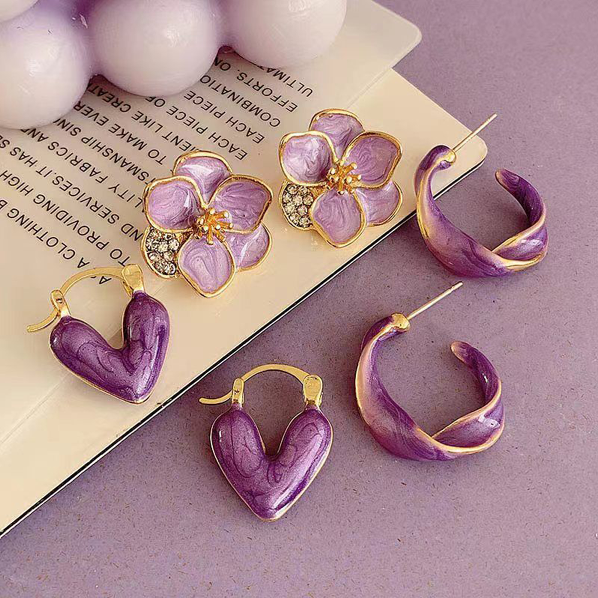 Super Fairy Taro Purple High-End Temperament Earrings