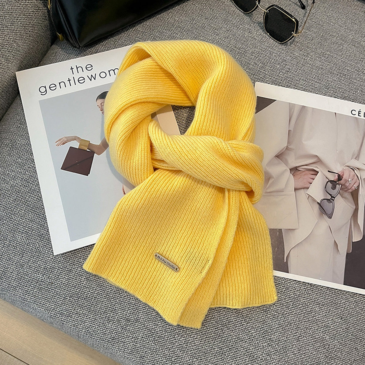 New Knitted Solid Color Small Scarf Thickened Scarf