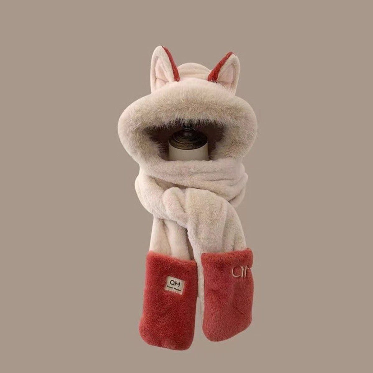 Plush Warm Scarf Three-Piece Suit for Women