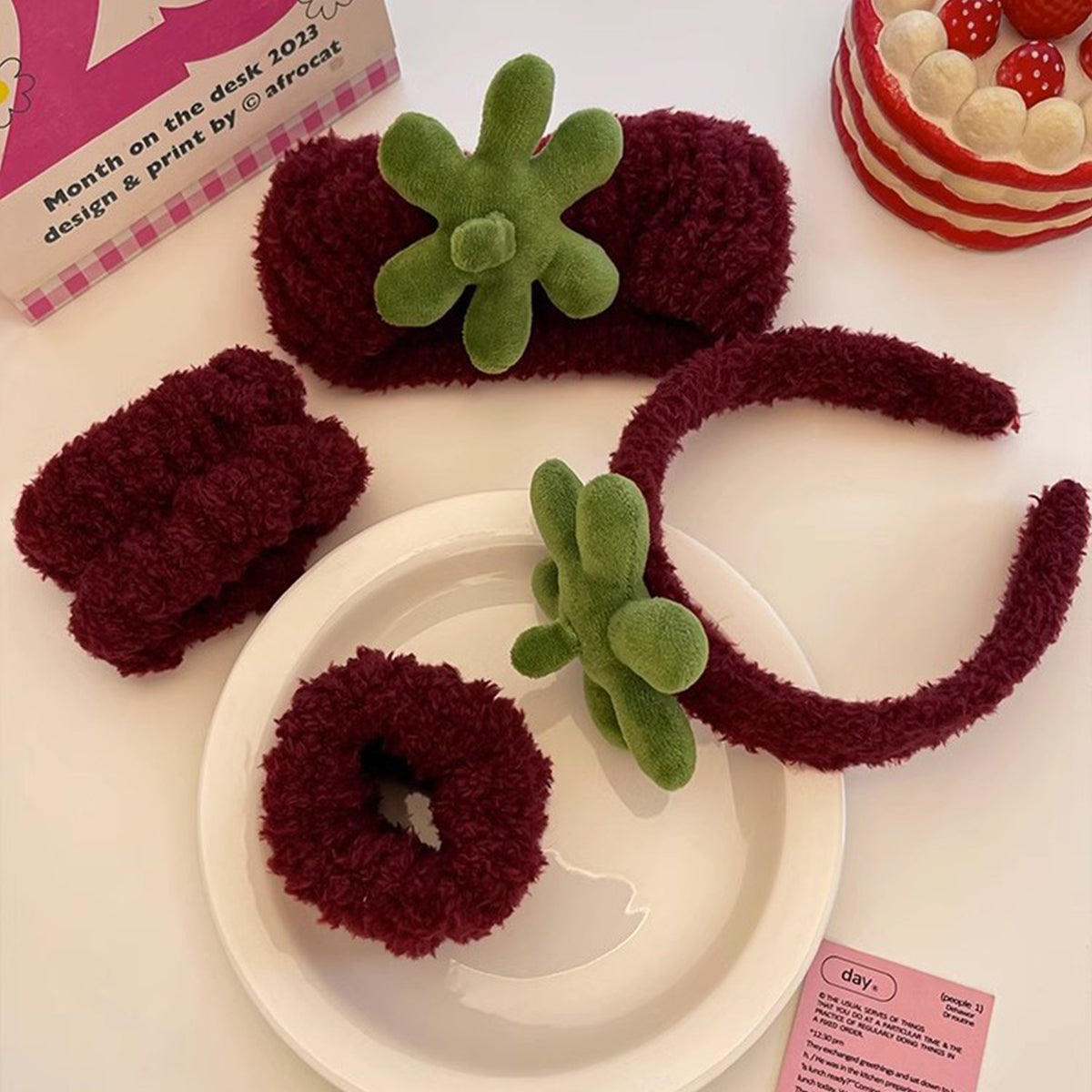Cute Strawberry Headband Face Wash Headband
