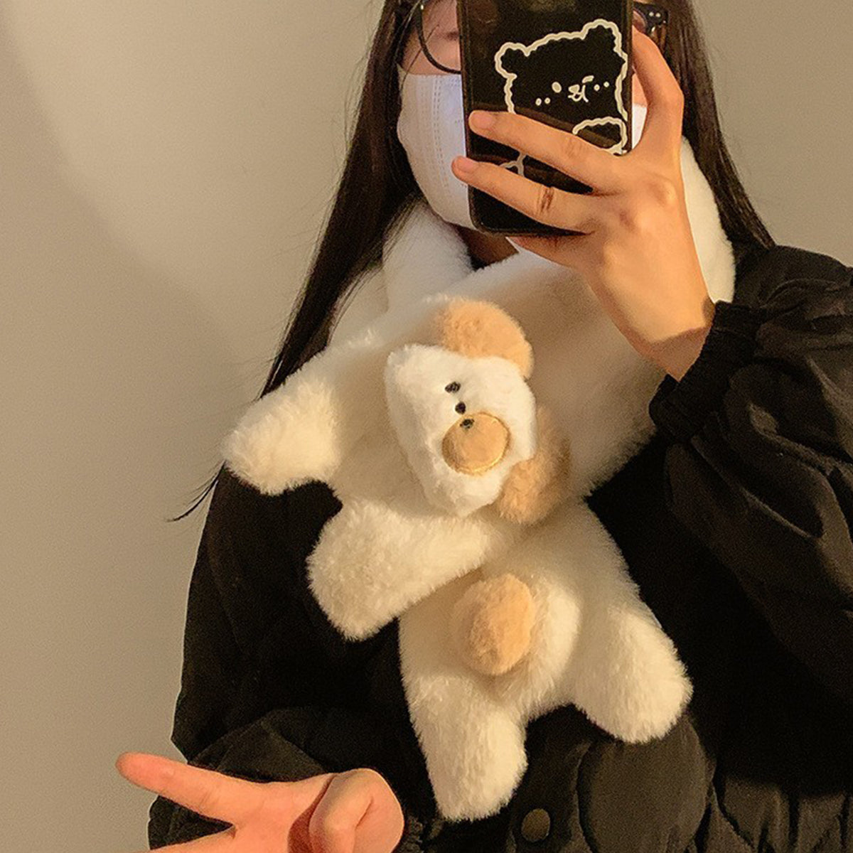 Cute Puppy Plush Scarf Short Cartoon Scarf Gloves