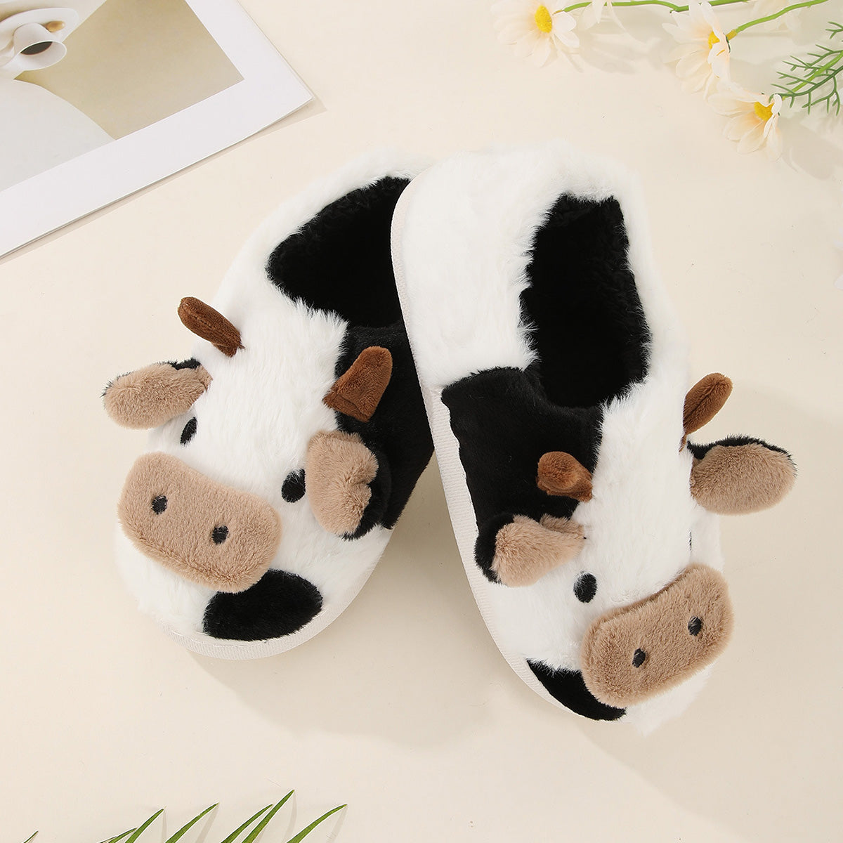 Cow-Shaped Cotton Slippers Non-Slip Slippers