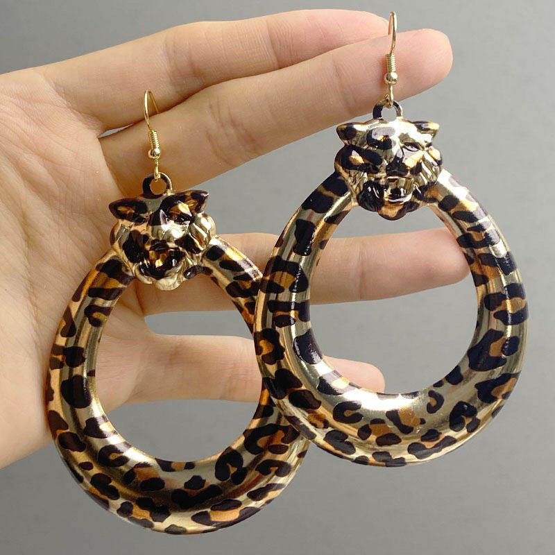 Fashion Leopard Print Round Water Drop Earrings