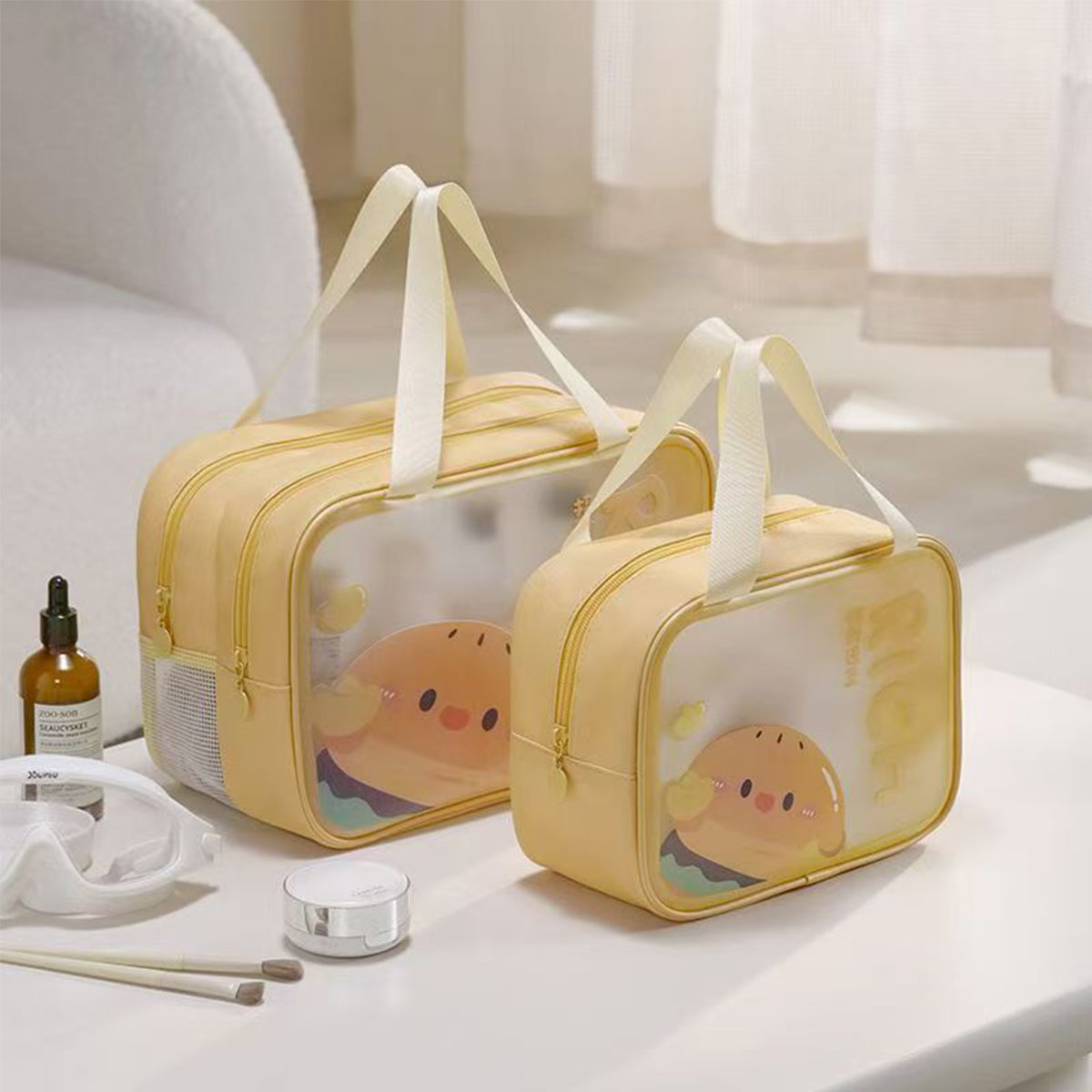 Large Capacity Portable Double-layer Cosmetic Toiletries Storage Bag
