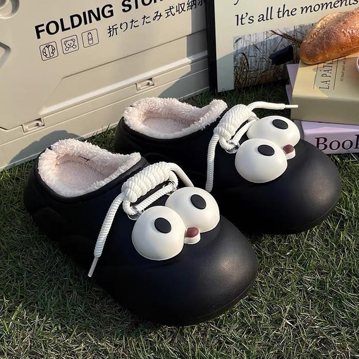 Thick-Soled Cotton Slippers Cute Big Eyes Cotton Slippers