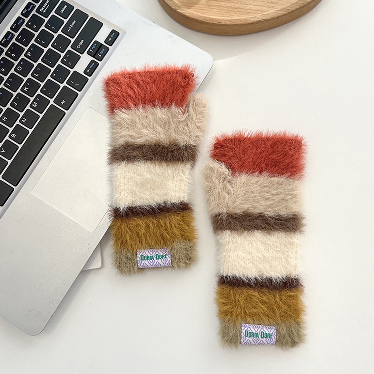 Casual Rainbow Striped Warm Gloves