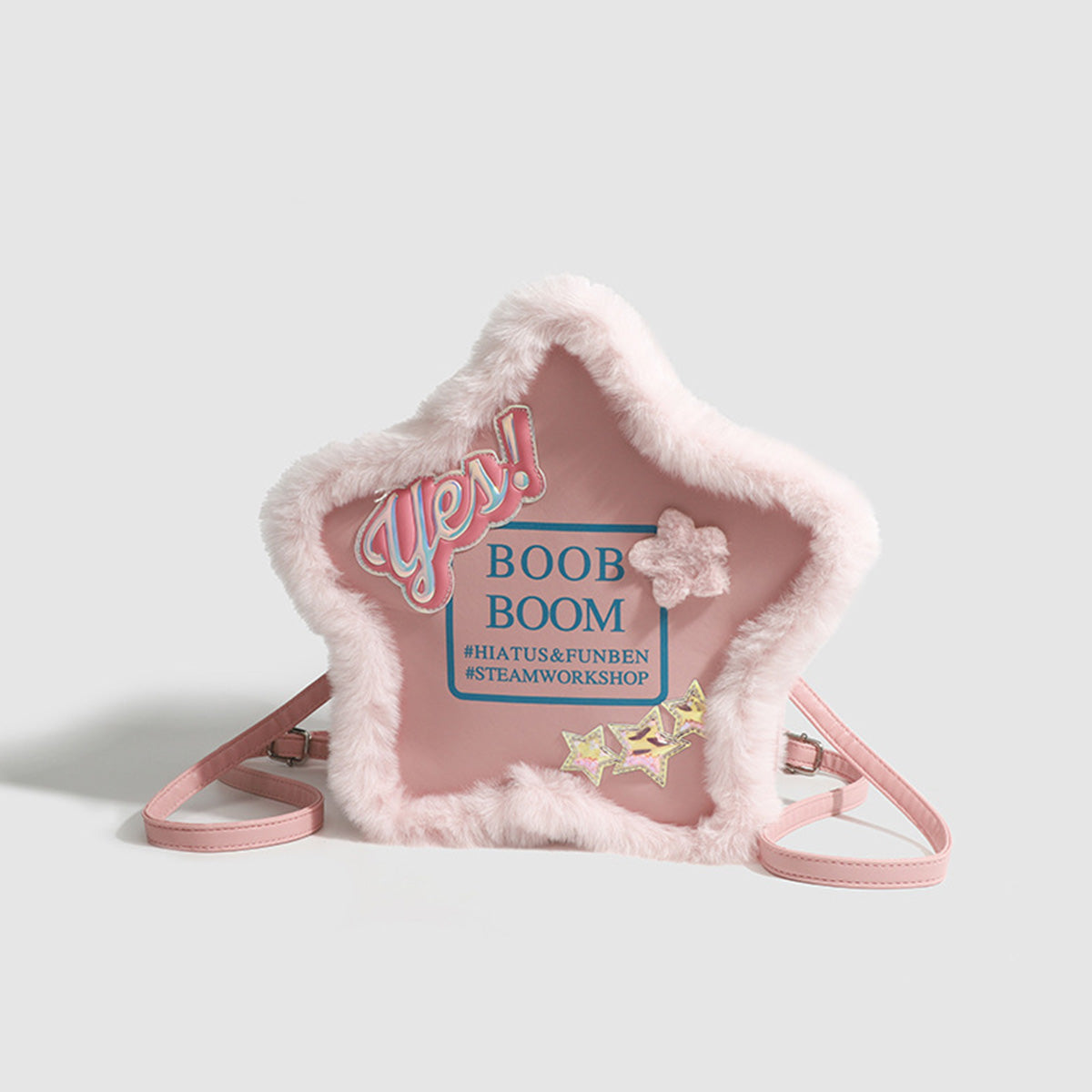 Five-pointed Star Backpack Simple Letter Pink Crossbody Bag