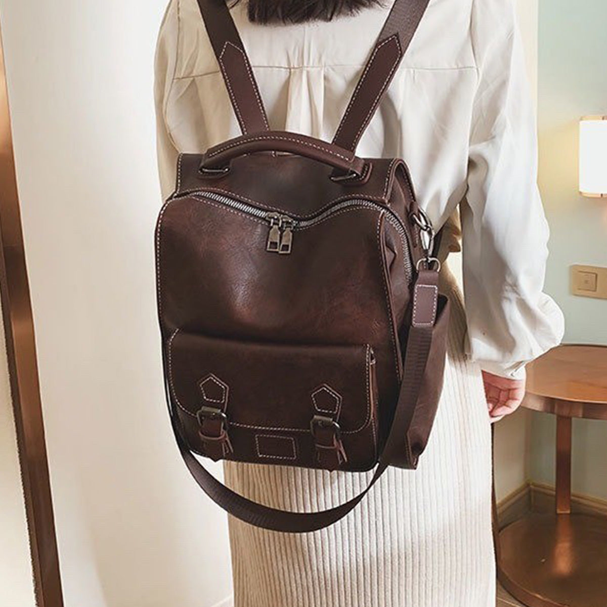 Retro British Simple College Student Backpack