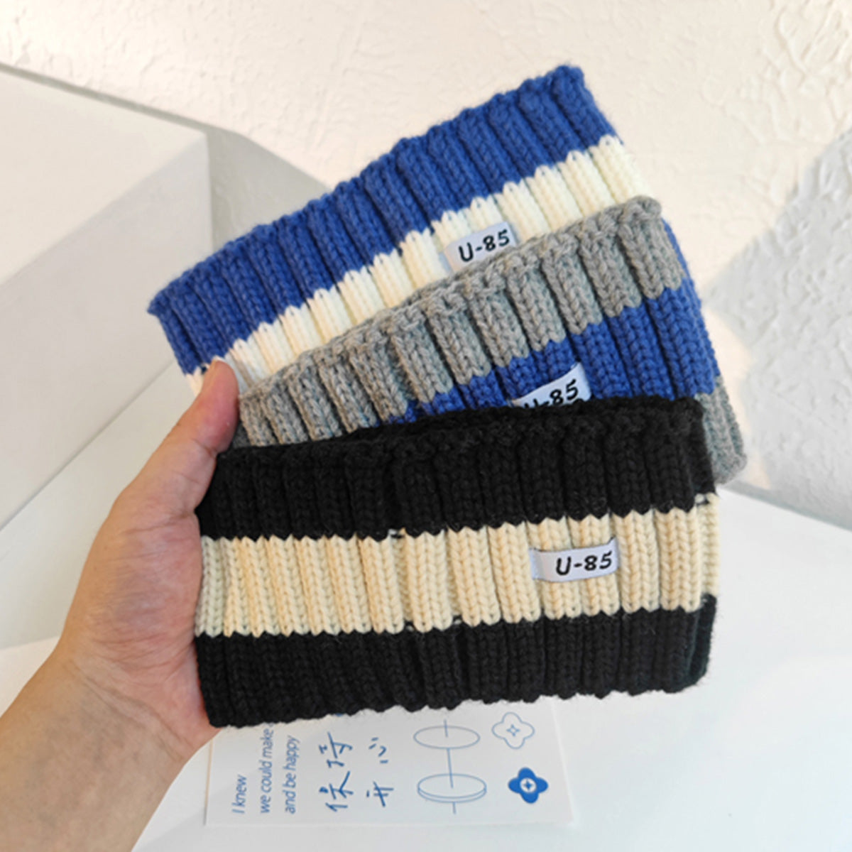 Wide-Brimmed Headband Striped Headband Knitted Headband