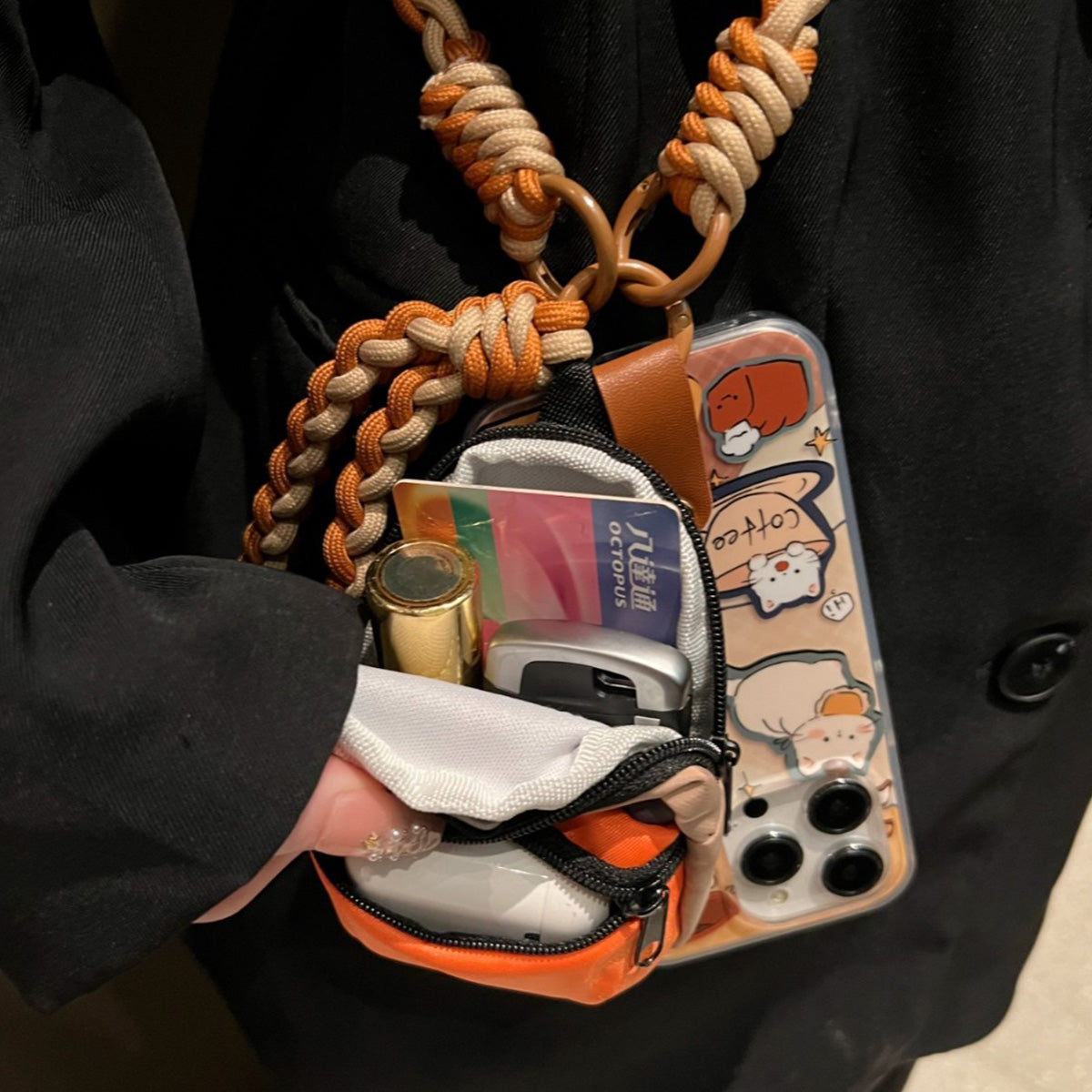 Coffee Puppy Cat Small Bag Suitable for IPhone 15 pro max
