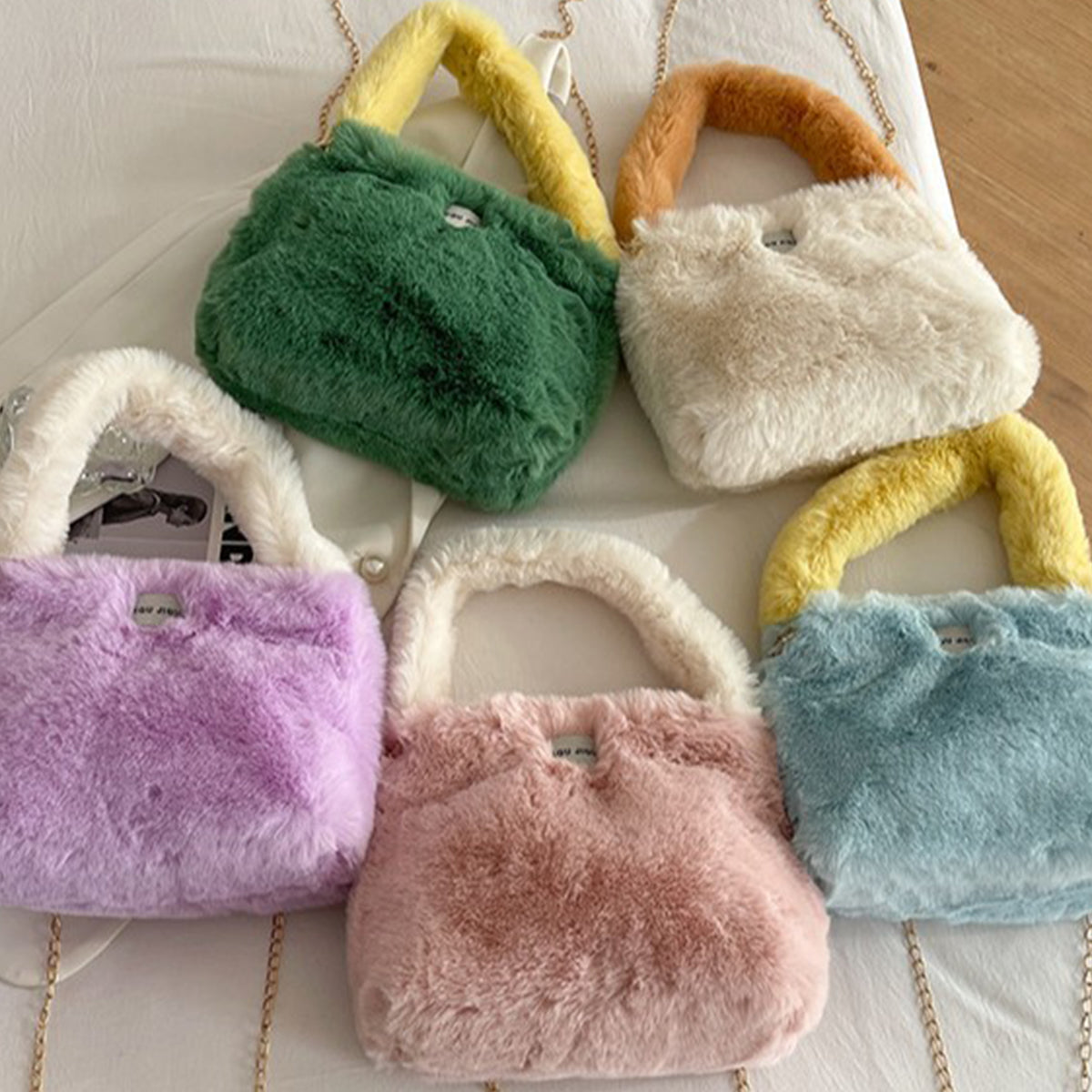 Autumn Winter Crossbody Plush Bucket Bag