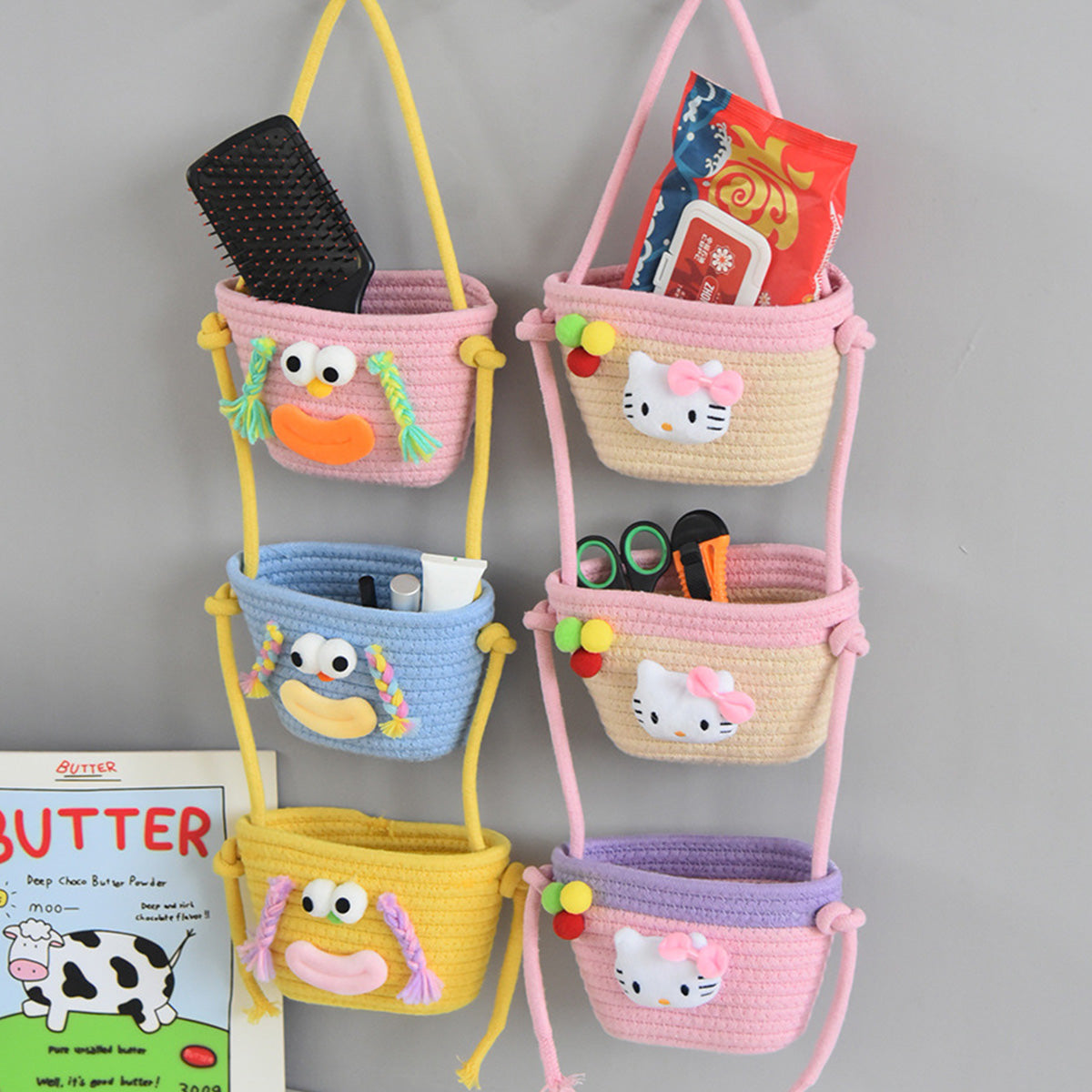 Cartoon Three-Layer Hanging Basket Cosmetic Storage Basket