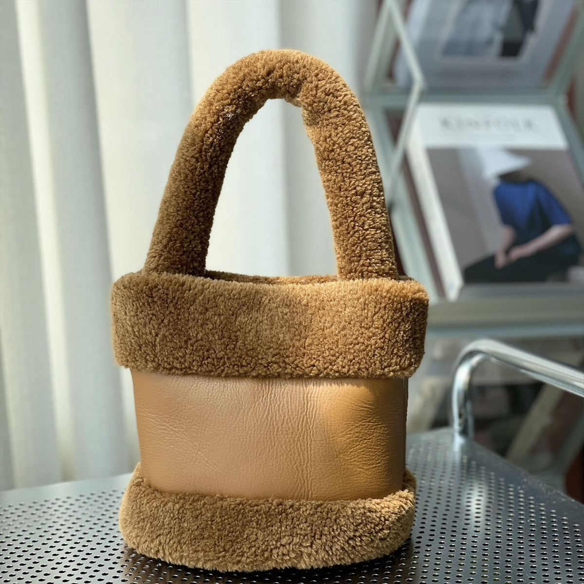 Furry Women Bag Leather Fur Fashionable Plush Bag Handbag