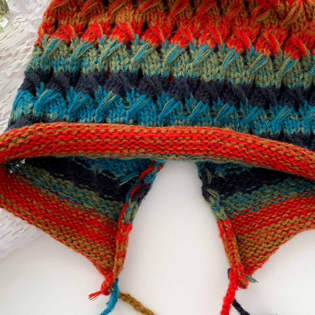 Imitation Hand-Crocheted Colorful Wool Hat