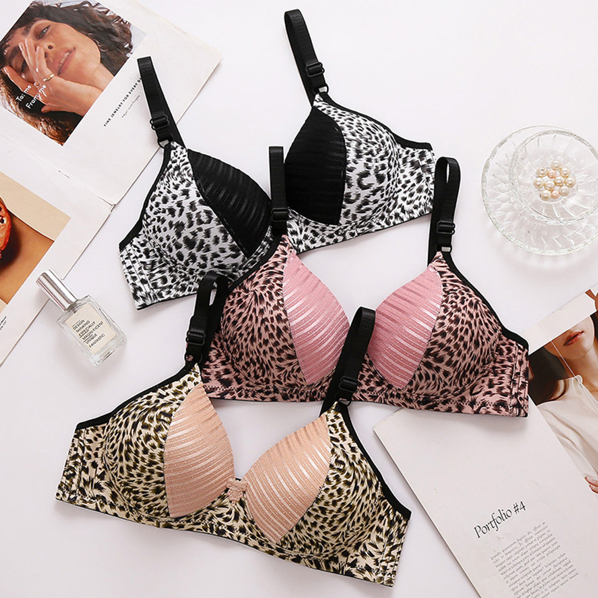 Comfortable Leopard Print Underwire-Free Bra