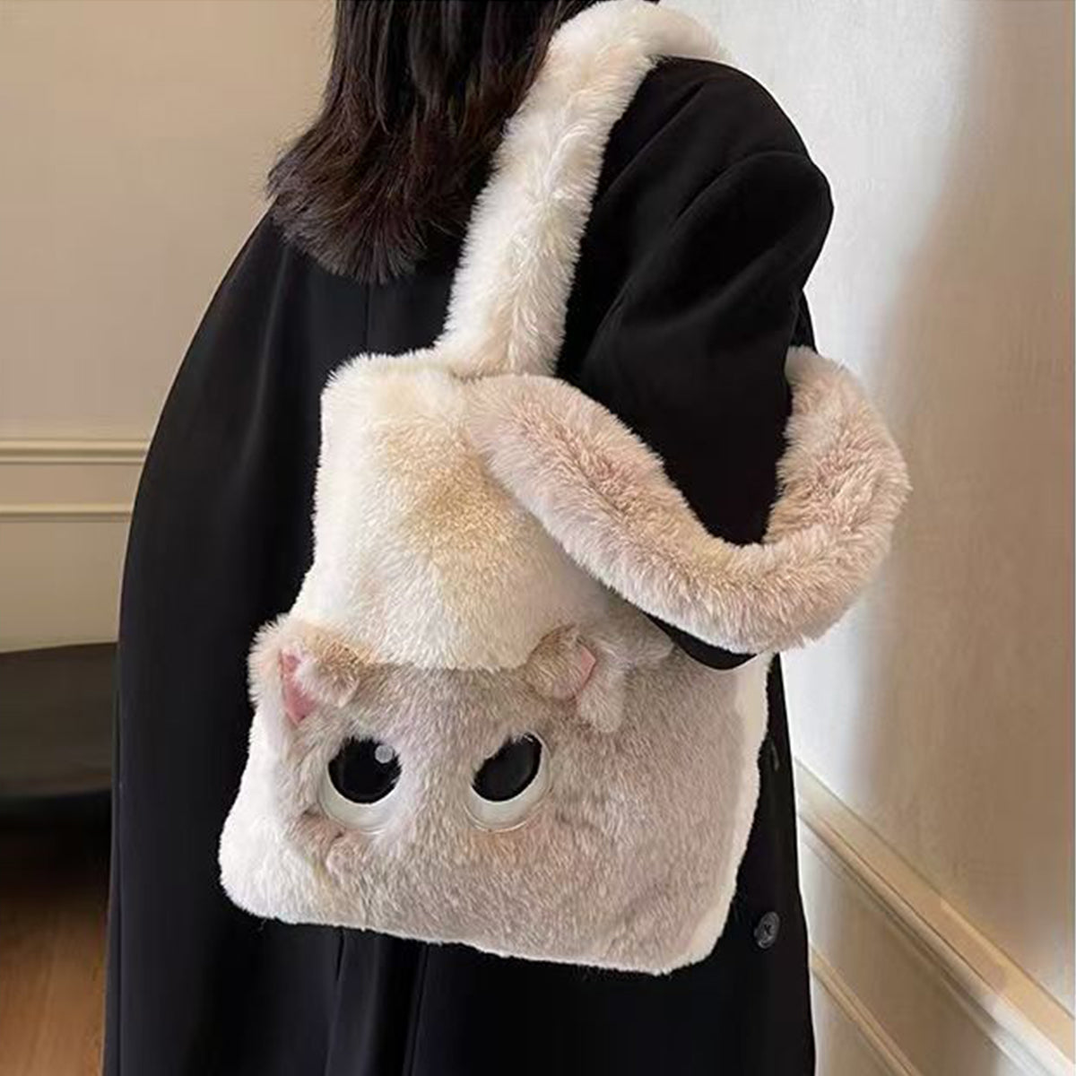 Autumn Winter Plush Bag Large Capacity Creative Cat Cartoon Bag